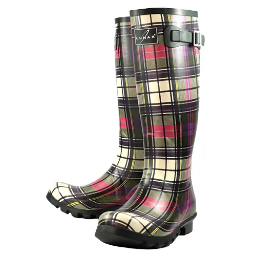 Lunar Ladies Wellington Boots - Tartan - Green