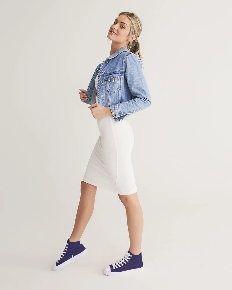 Medium Dark Midtone Blue High-Top Canvas Sneakers | Women's | C80M80Y0K60
