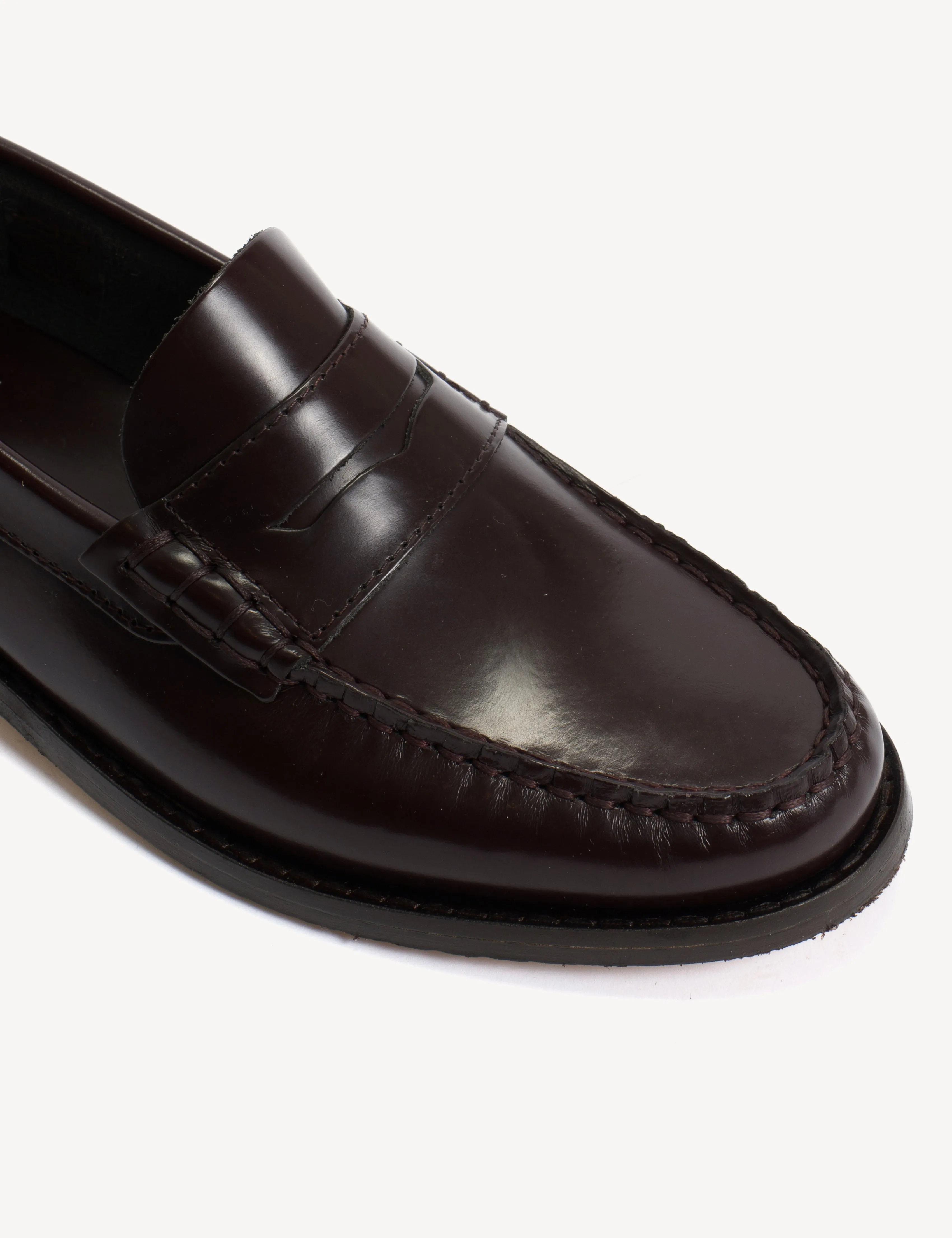 Moccasin Penny Loafer In Bordeaux Polido Leather