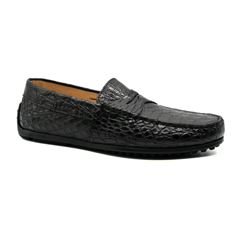 Monza Crocodile Driver in Black Matte by Zelli Italia