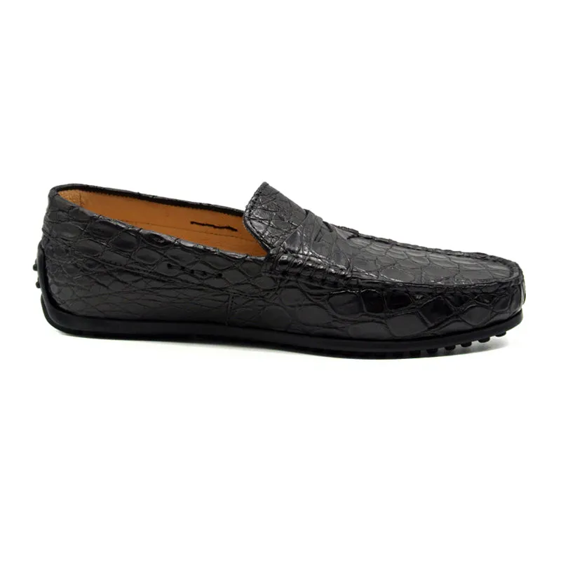 Monza Crocodile Driver in Black Matte by Zelli Italia