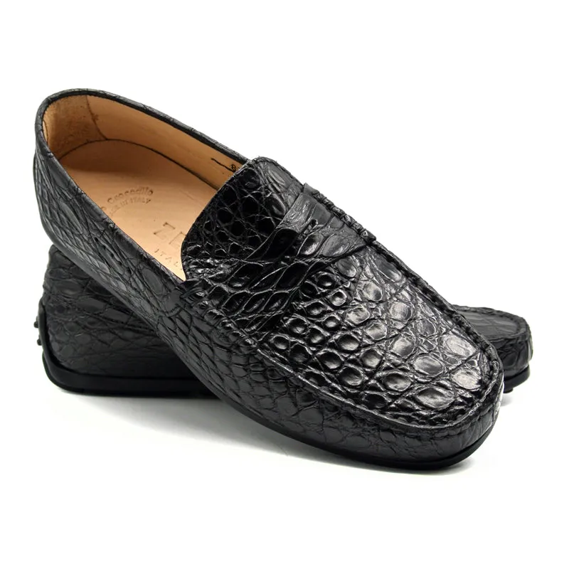 Monza Crocodile Driver in Black Matte by Zelli Italia
