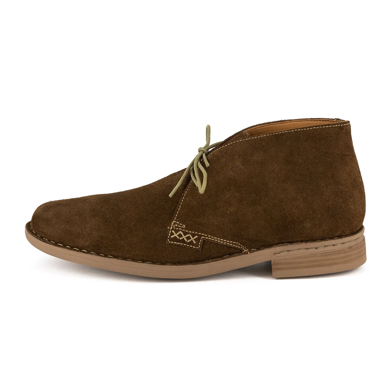 Ncenga : Mens Leather Desert Boot in Taupe Suede