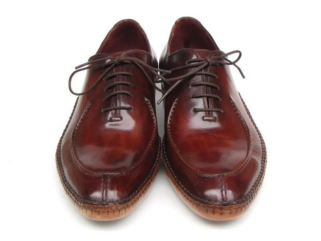 Paul Parkman Men's Side Handsewn Split-Toe Burgundy Oxfords (ID#054-BUR)