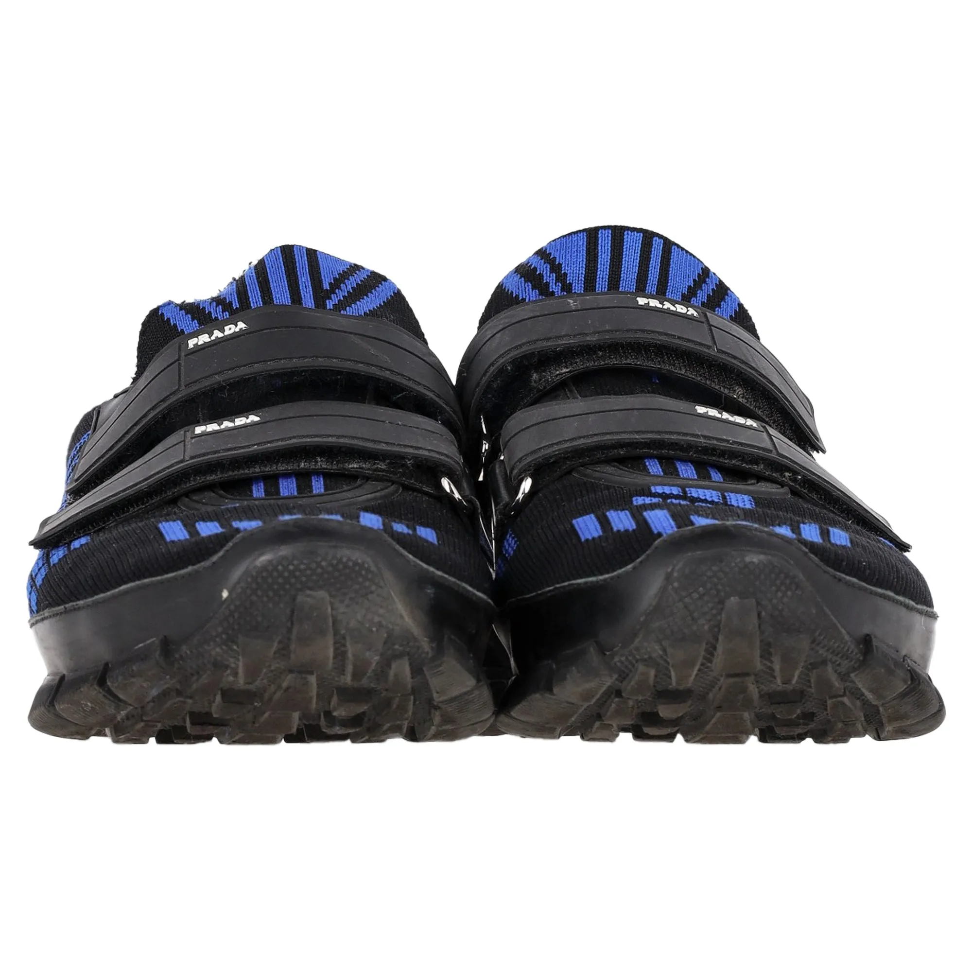 Prada Crossection Velcro Strap Low Top Sneakers in Blue Synthetic