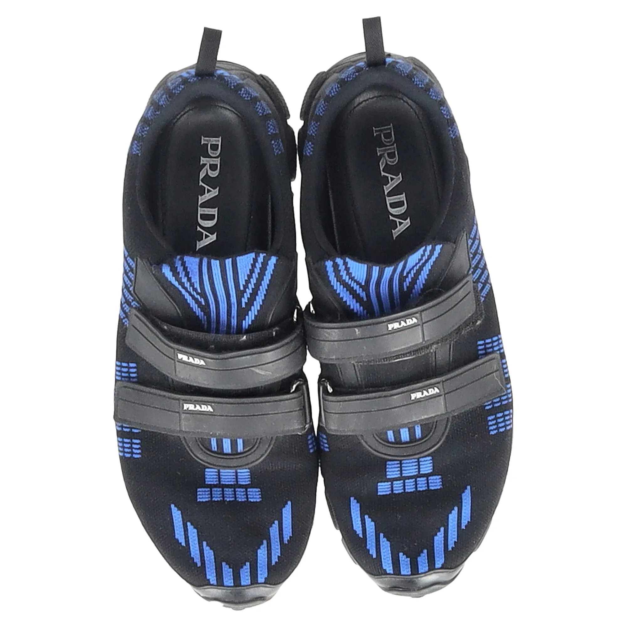 Prada Crossection Velcro Strap Low Top Sneakers in Blue Synthetic