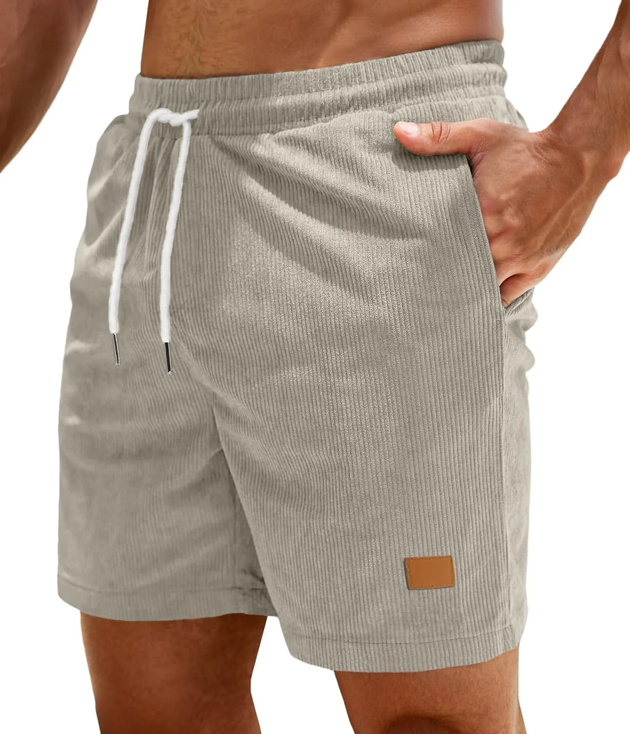 Sailwind Men's Casual 5" Shorts Corduroy Elastic Waist Drawstring Summer Beach Short