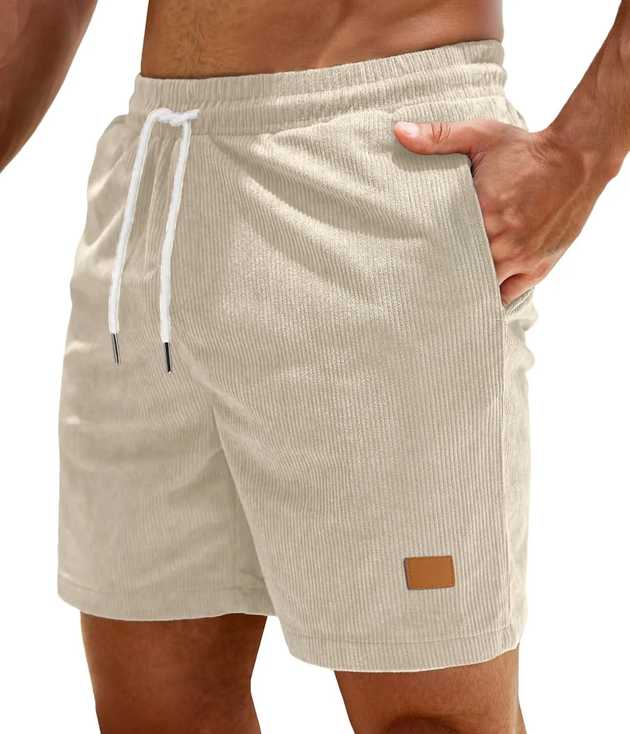 Sailwind Men's Casual 5" Shorts Corduroy Elastic Waist Drawstring Summer Beach Short