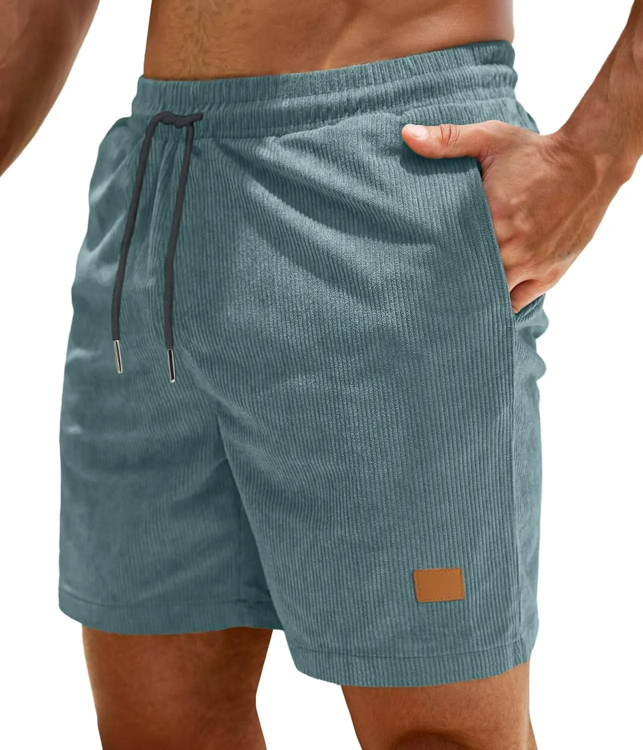 Sailwind Men's Casual 5" Shorts Corduroy Elastic Waist Drawstring Summer Beach Short