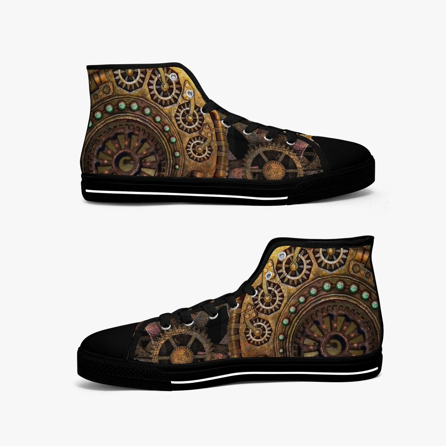Steampunk Clockwork Gears Hi Top Sneakers (JPSNSTEAM1)