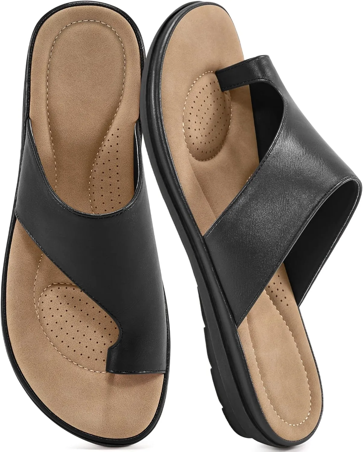 Summer Flat Sandals for Women: Comfortable Walking Dressy Slides for 2025 - Ladies Orthopedic Casual Shoes Indoor Outdoor