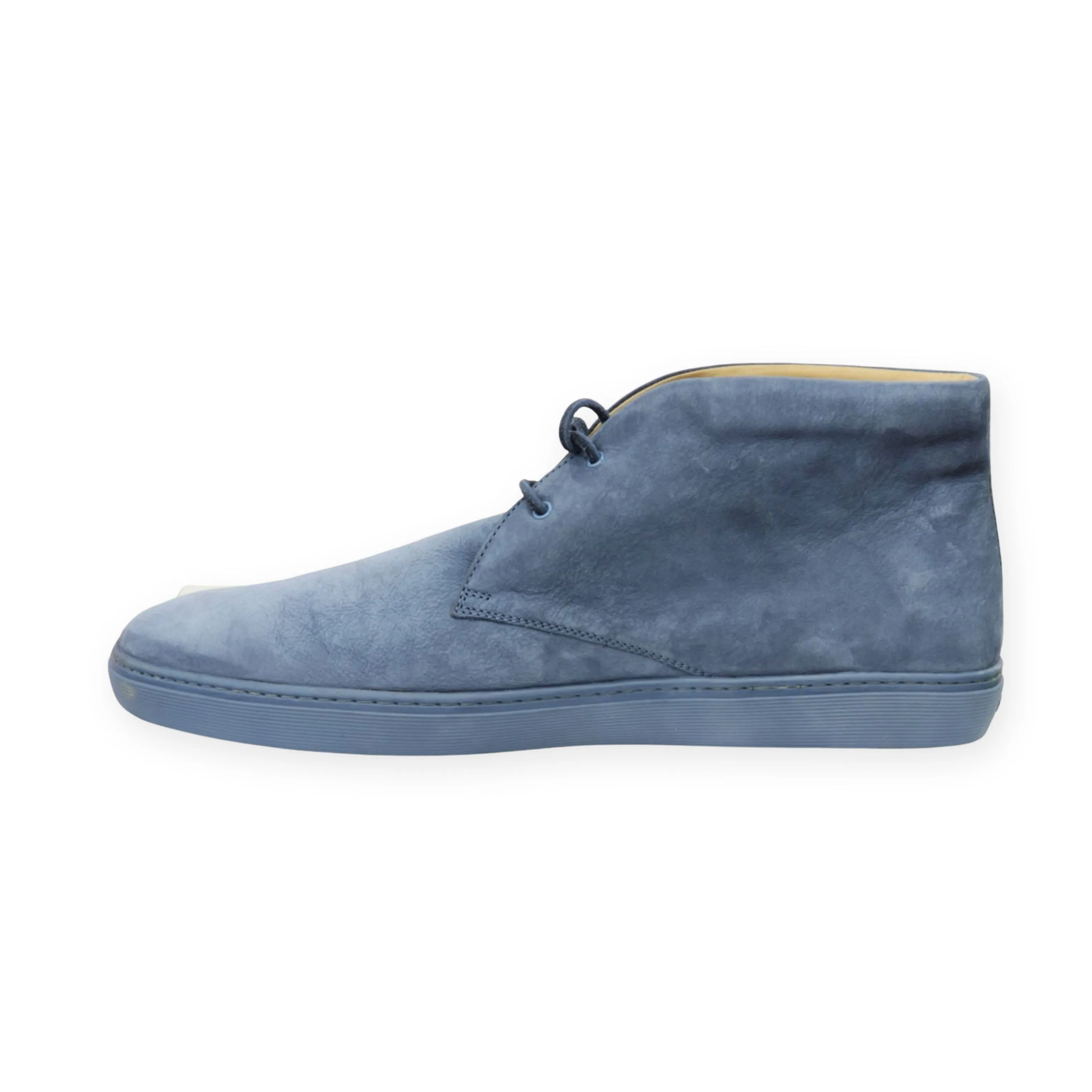 Tod's Mens Elegant Sneakers Suede Lace Up Blue Rubber Sole Leather Ankle Shoes
