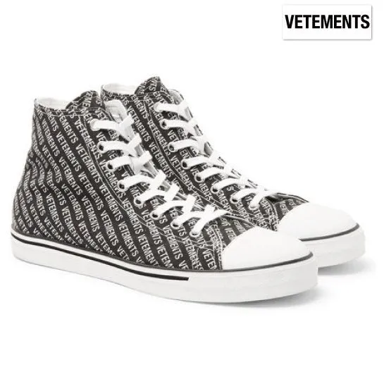 Vetements Printed Canvas High-Top Sneakers