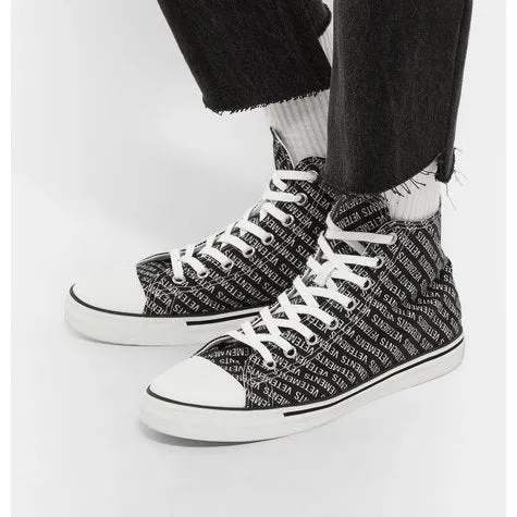 Vetements Printed Canvas High-Top Sneakers