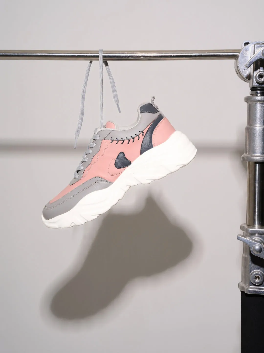Women's Grey/Pink All Seasons Wearing Sneakers (IU1003)