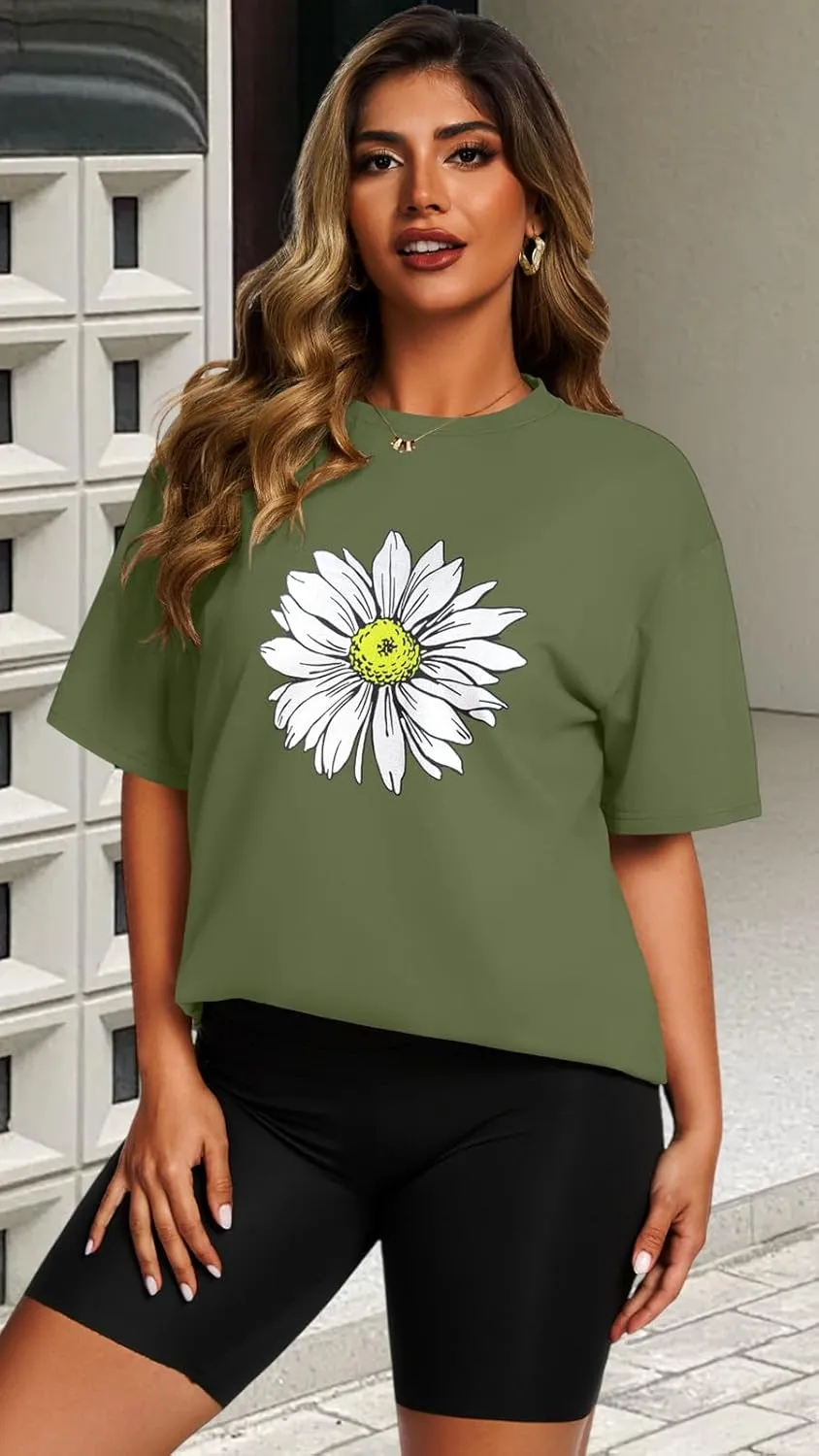 Womens Oversized T Shirts Loose Fit Graphic Tees Summer Casual Short Sleeve Tops